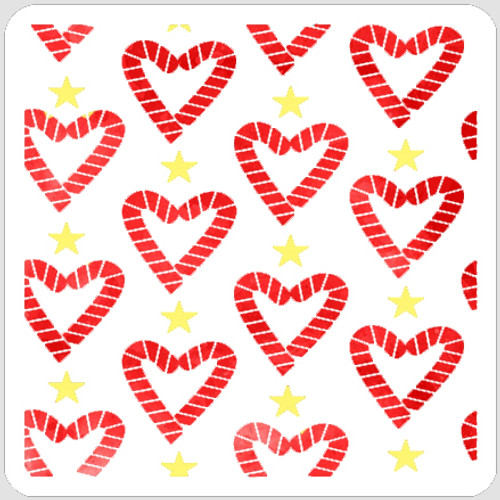 Starry Heart Candy Canes Stencil