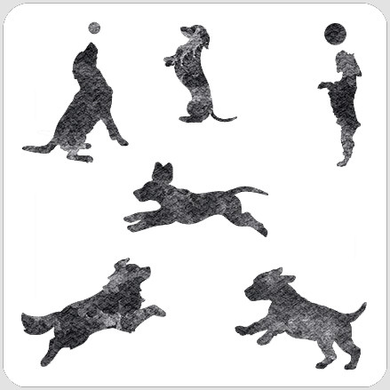 Dogs Playing Stencil
