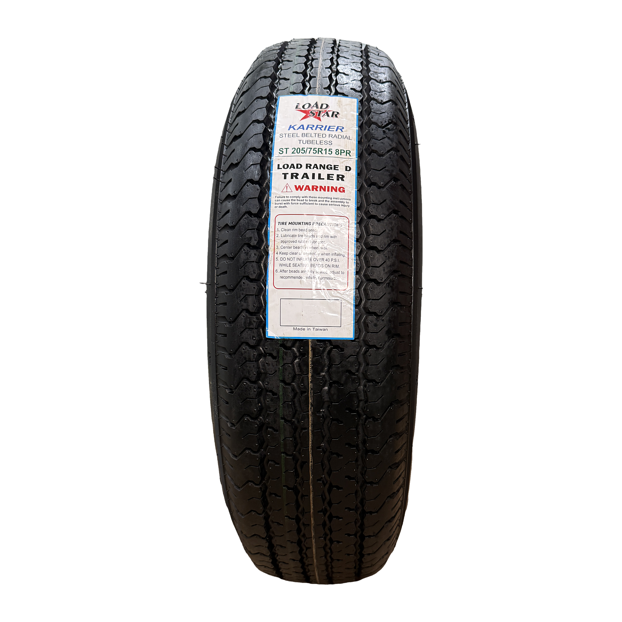 ST205/75R15 Kenda Karrier Radial Trailer Tire, 8 Ply