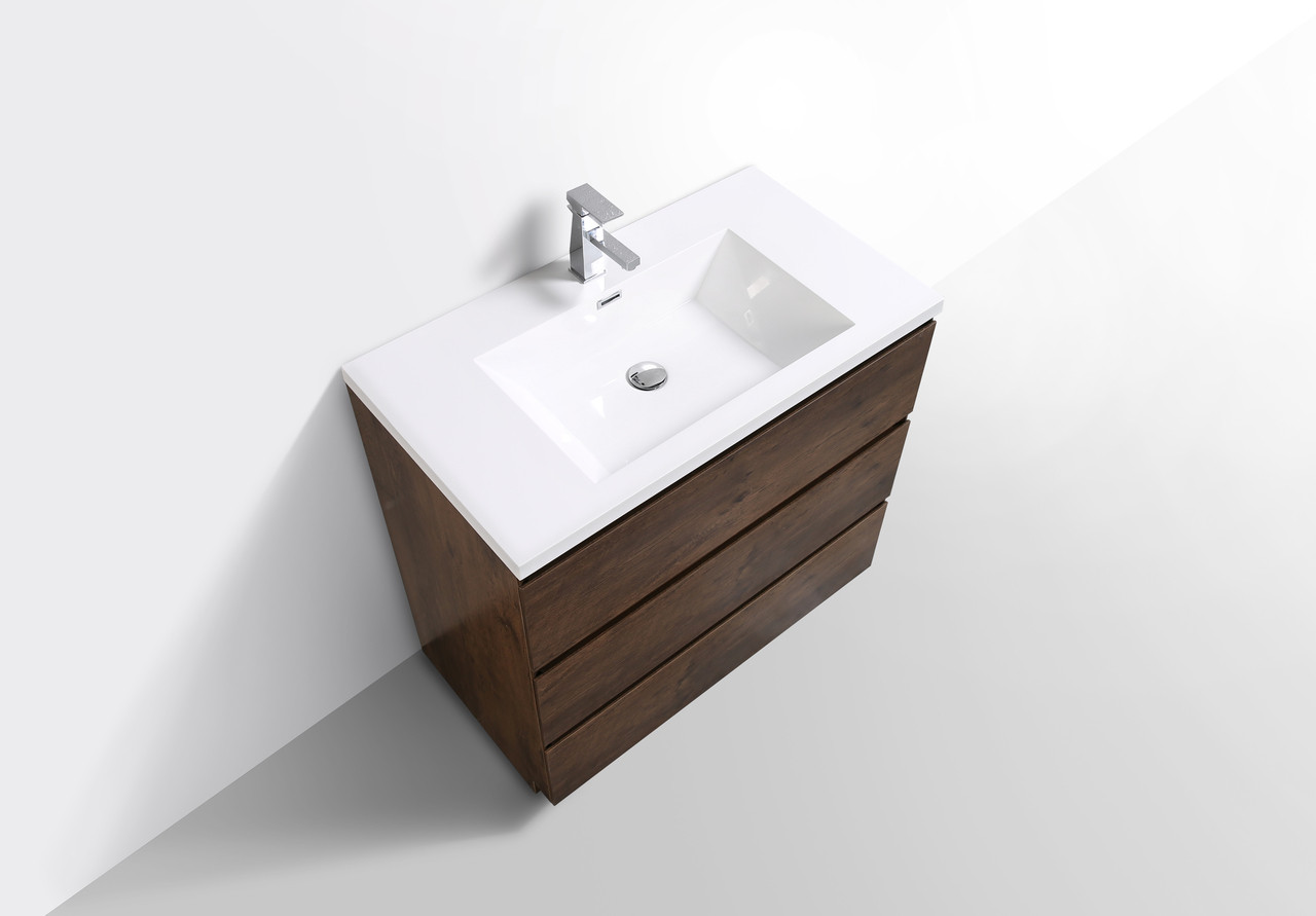 Angeles 36 Modern Bathroom Vanity W 3 Drawers And Acrylic Sink