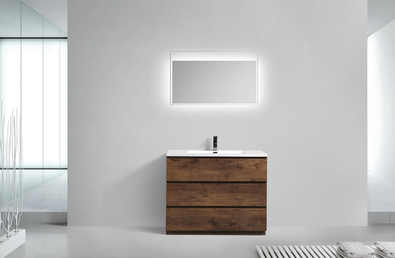 Angeles 42 Modern Bathroom Vanity W 3 Drawers And Acrylic Sink