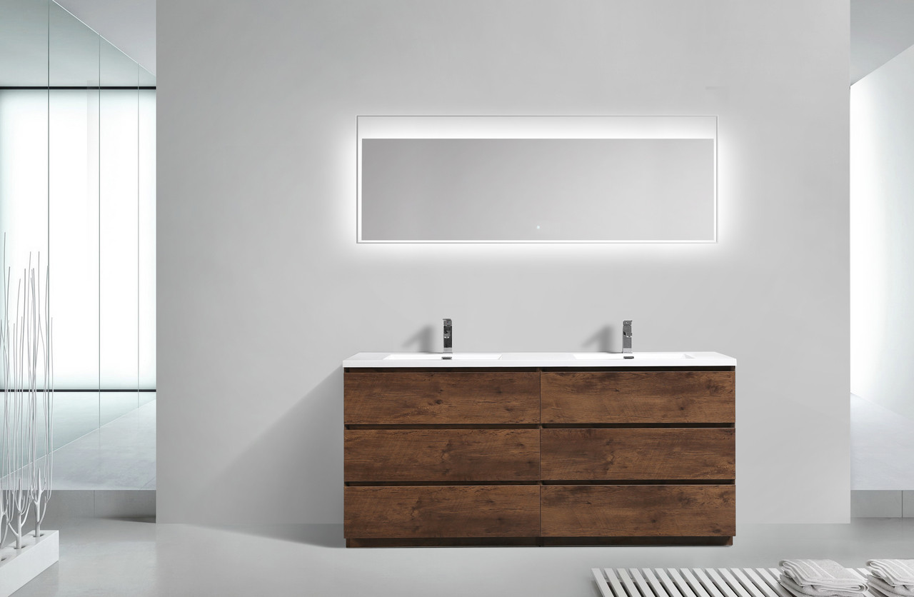 Angeles 72 Double Sink Modern Bathroom Vanity W 6 Drawers And Acrylic Sink Tona Bathroom Vanity