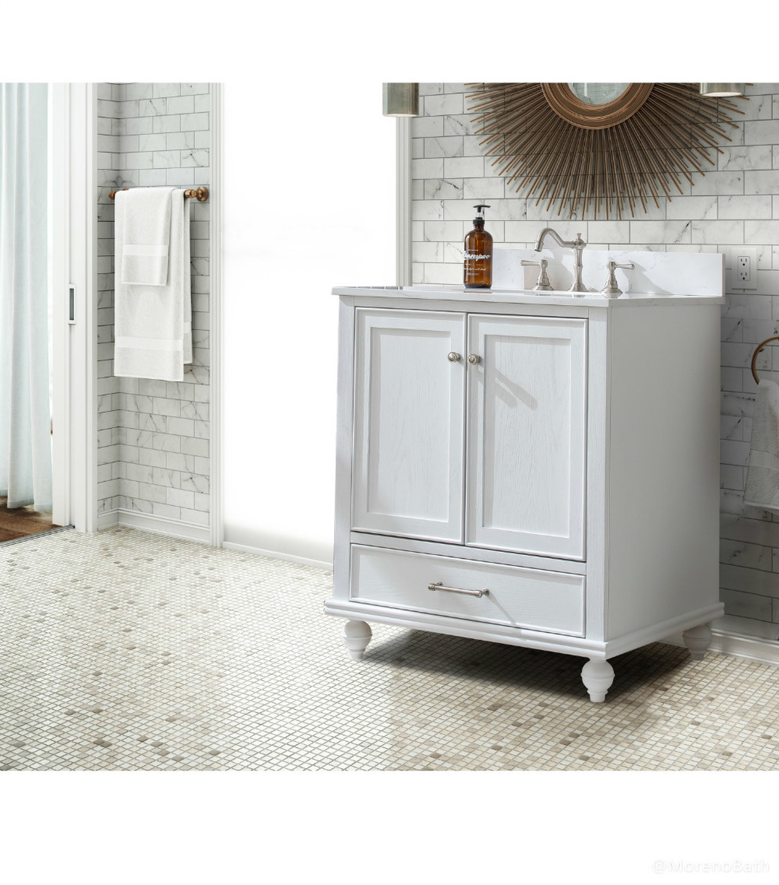 Melissa 30 Solid Wood Single Vanity In White With Ceramic Top Tona Bathroom Vanity