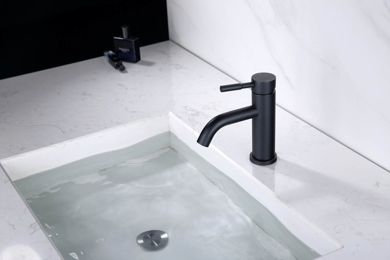 MODERN SINGLE HOLE FAUCET IN MATTE BLACK MP004H - TONA BATHROOM VANITY