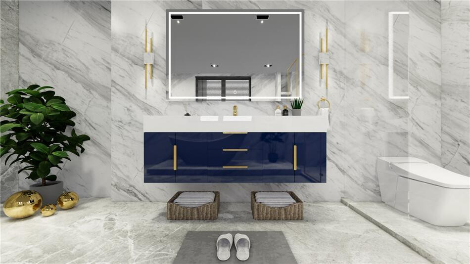 BETHANY 60'' WALL MOUNTED VANITY WITH SINGLE REINFORCED ACRYLIC