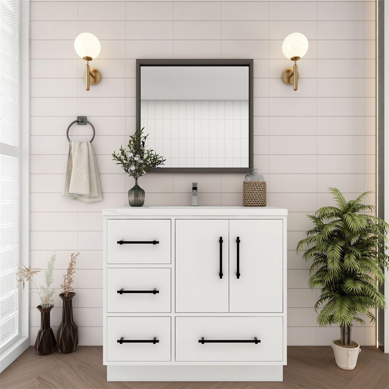 Left Side Sink Bathroom Vanity 30 Inch Black Bathroom Vanity With