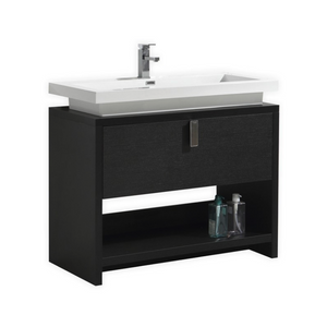 LEVI 40" BLACK MODERN BATHROOM VANITY W/ CUBBY HOLE LEVI 40" BLACK MODERN BATHROOM VANITY W/ CUBBY HOLE