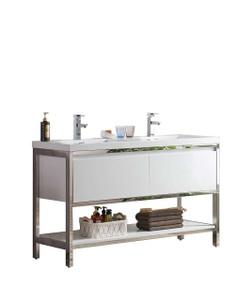 Lake 60" Freestanding Modern Vanity with Chrome Stainless Steel Frame Lake 60" Freestanding Modern Vanity with Chrome Stainless Steel Frame