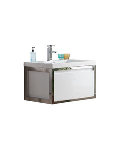 Lake 30" Wall Mounted Modern Vanity with Chrome Stainless Steel Frame Lake 30" Wall Mounted Modern Vanity with Chrome Stainless Steel Frame