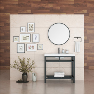 MORENO OTTO 36" STAINLESS STEEL CONSOLE W/ WHITE ACRYLIC SINK - MATTE BLACK MORENO OTTO 36" STAINLESS STEEL CONSOLE W/ WHITE ACRYLIC SINK - MATTE BLACK