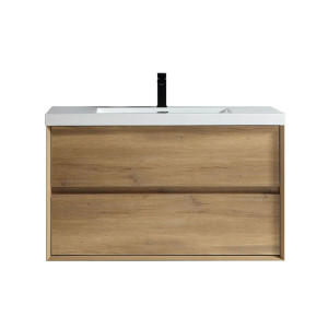 SLIM 42" OAK WALL MOUNTED VANITY WITH REINFORCED ACRYLIC SINK SLIM 42" OAK WALL MOUNTED VANITY WITH REINFORCED ACRYLIC SINK