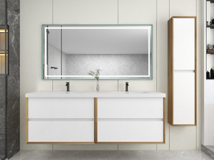 SLIM 72" GLOSS WHITE WALL MOUNTED VANITY WITH REINFORCED ACRYLIC SINKS SLIM 72" GLOSS WHITE WALL MOUNTED VANITY WITH REINFORCED ACRYLIC SINKS