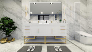 BETHANY 84'' FREESTANDING VANITY WITH DOUBLE FAUCET HOLES REINFORCED ACRYLIC SINK BETHANY 84'' FREESTANDING VANITY WITH DOUBLE FAUCET HOLES REINFORCED ACRYLIC SINK