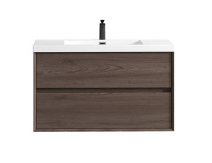 SLIM 42" RUST OAK WALL MOUNTED VANITY WITH REINFORCED ACRYLIC SINK SLIM 42" RUST OAK WALL MOUNTED VANITY WITH REINFORCED ACRYLIC SINK