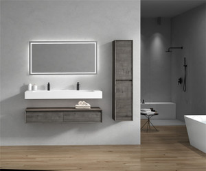 ALYSA 60'' FLOATING VANITY WITH 16 ACRYLIC SINK/DOUBLE FAUCET HOLE ALYSA 60'' FLOATING VANITY WITH 16 ACRYLIC SINK/DOUBLE FAUCET HOLE