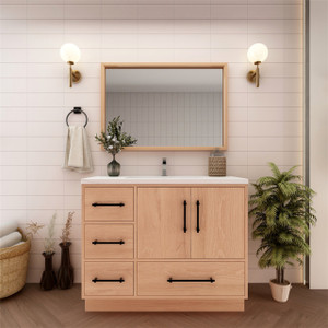 Victoria 42" Solid Wood Freestanding Bathroom Vanity Left Side Drawers with Reinforced Acrylic Sink Victoria 42" Solid Wood Freestanding Bathroom Vanity Left Side Drawers with Reinforced Acrylic Sink