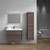 SLIM 36" RUST OAK WALL MOUNTED VANITY WITH REINFORCED ACRYLIC SINK