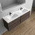 SLIM 72" DUAL SINK RUST OAK WALL MOUNTED VANITY WITH REINFORCED ACRYLIC SINKS 