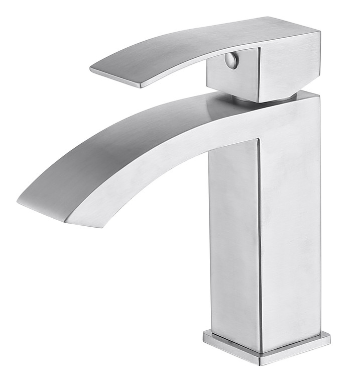 MODERN CURVE SINGLE HOLE FAUCET IN BRUSH NICKEL MP002L