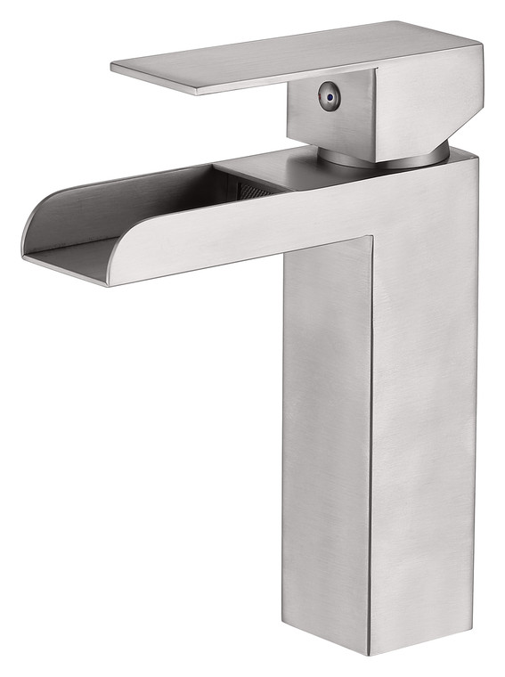 MODERN SINGLE HOLE WATERFALL FAUCET IN BRUSH NICKEL MP008L