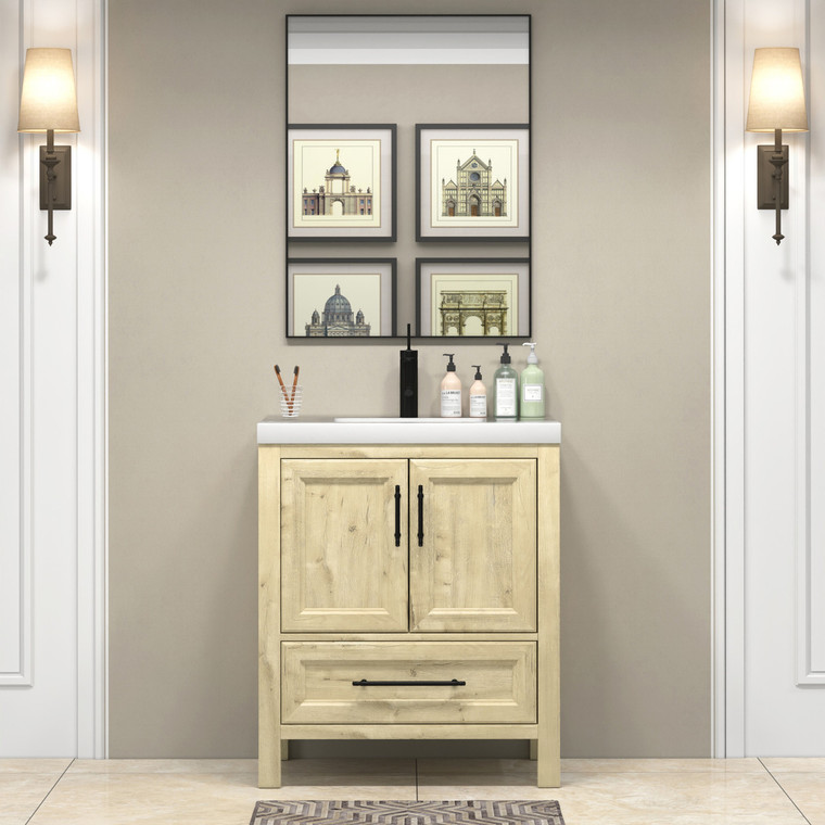 VIV 30" Solid Wood Freestanding Bathroom Vanity with Reinforced Acrylic Sink