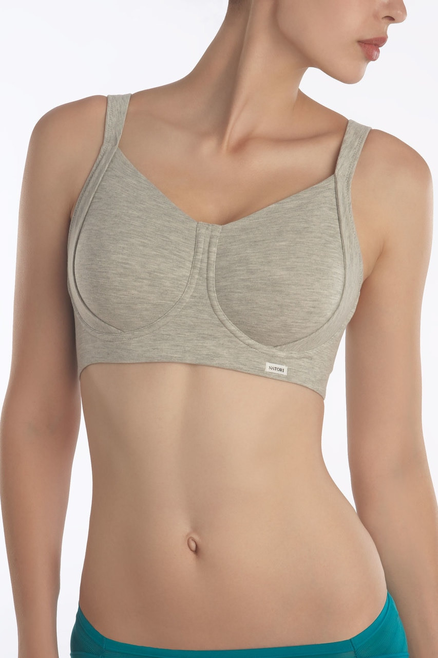 NWT NATORI SPORTS Cotton Blend BRA #7234439 Heather Gray, S. 32C