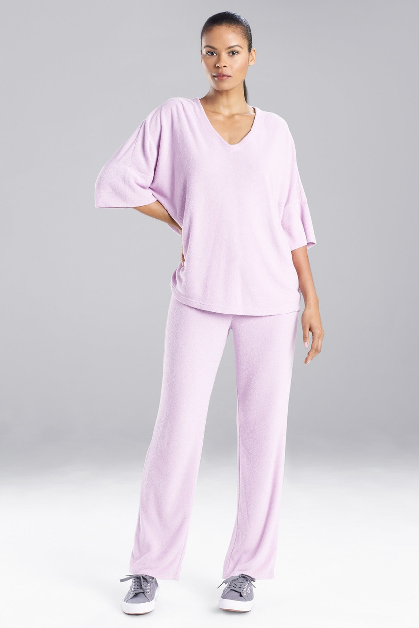 Short striped terry pyjamas Woman, Purple