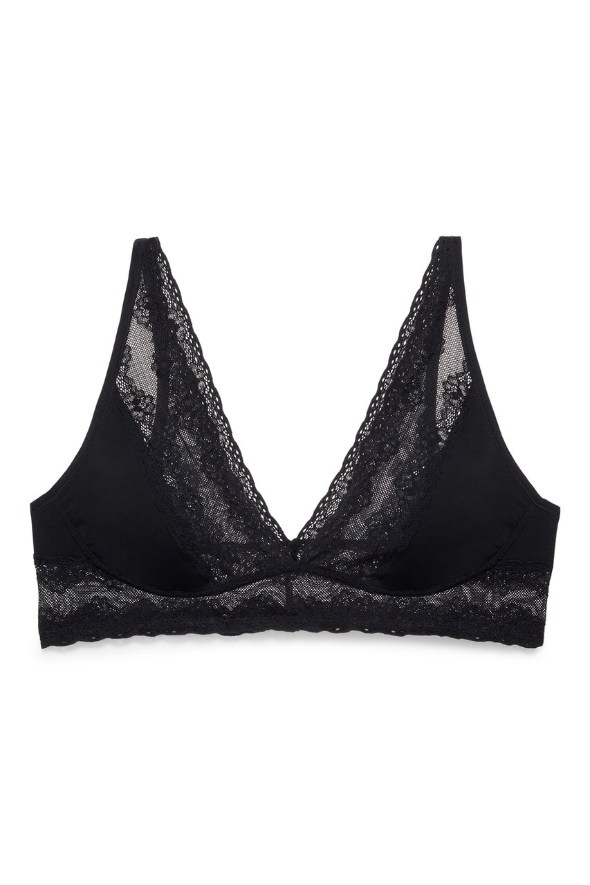 Triangle bra Wireless floral pattern in Black Daily Lace