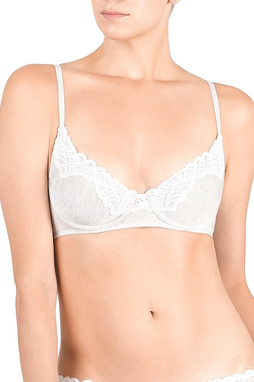 Natori Grey Feathers Contour T-Shirt Every Day Plunge Underwire
