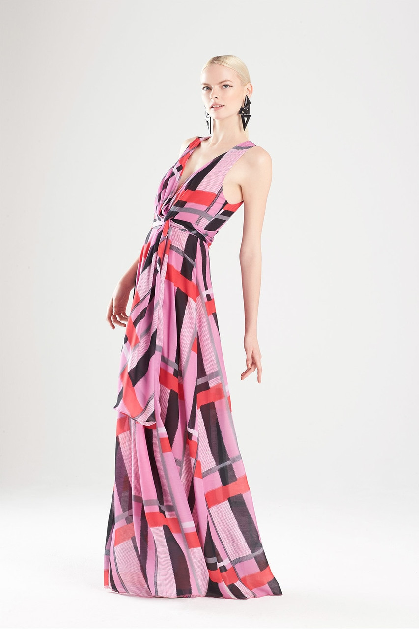 Josie Natori Taisho Stripes Voile Maxi Dress | Shop Designer Dresses