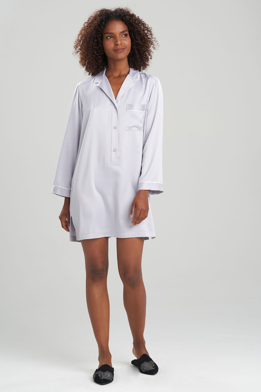 Feather Satin Essentials Notch Collar Sleepshirt