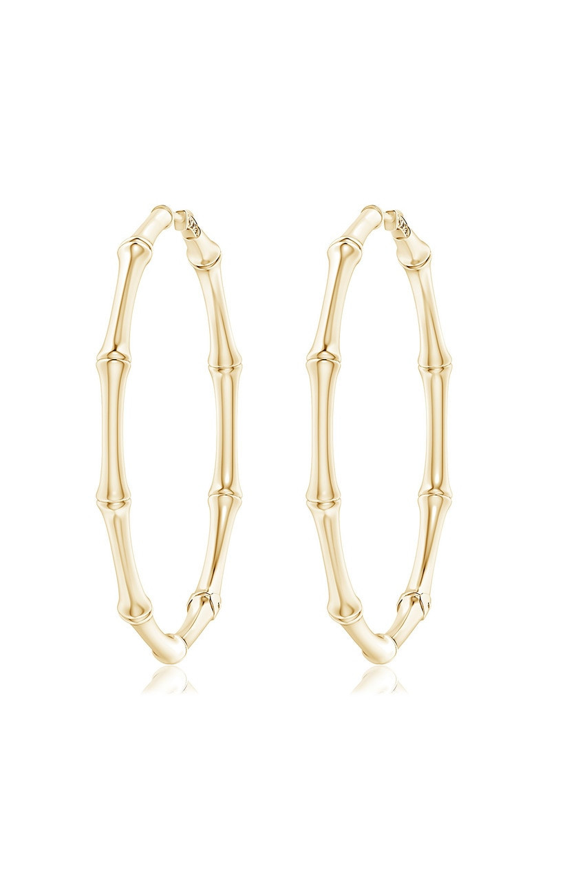 Indochine 14k Medium Bamboo Full Circle Hoop Earrings