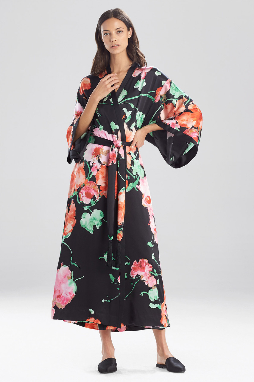 Peony Blossoms Silk Robe