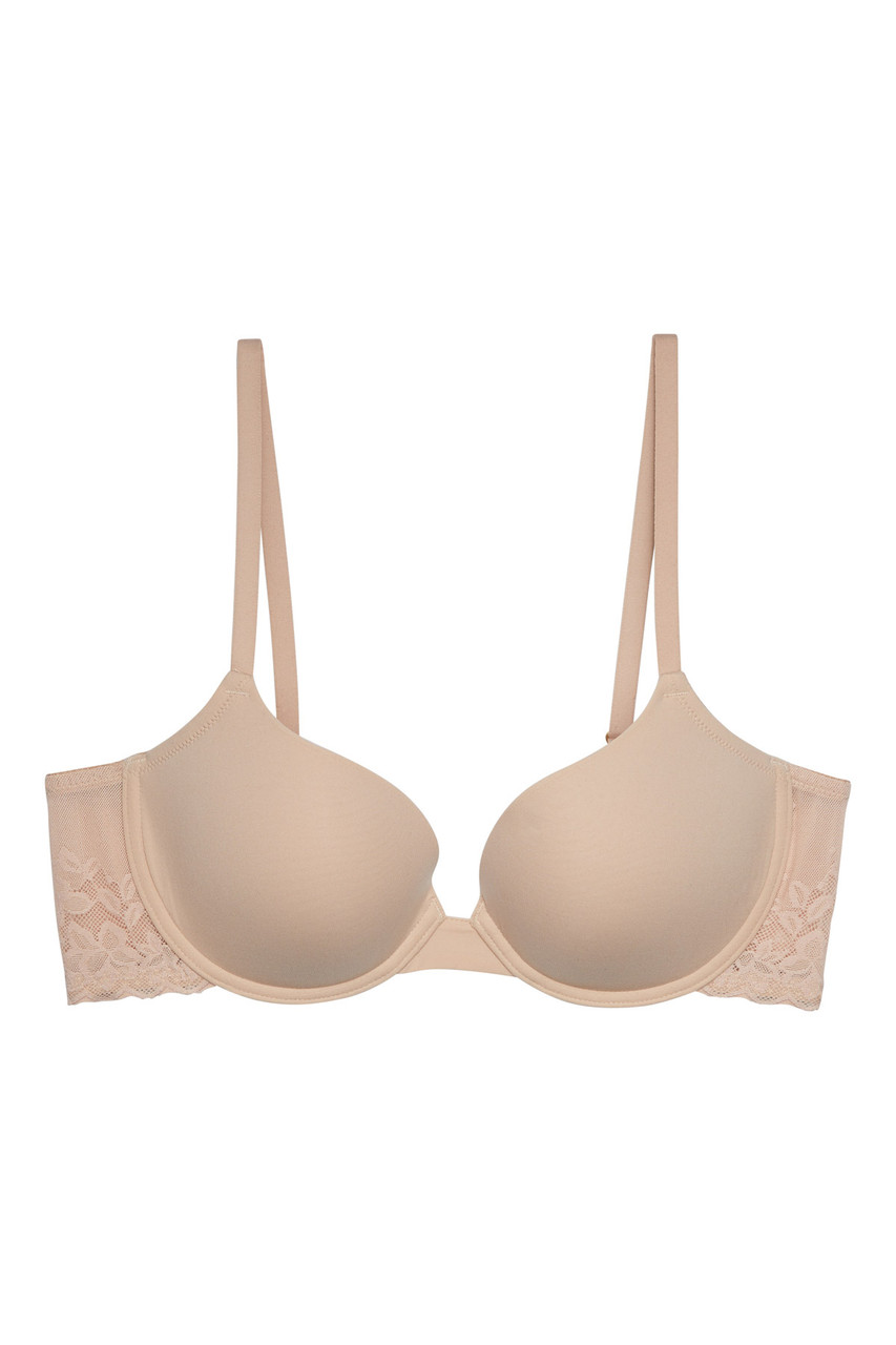 Nude Pink laced and printed push up bra Leopard Line