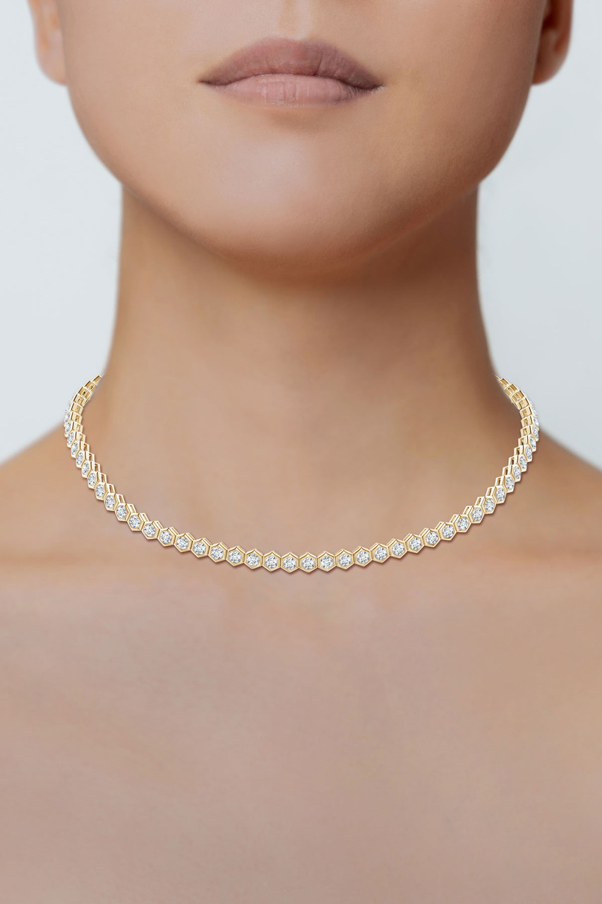 Buy Diamond Tennis Necklace, Thin CZ Short Necklace, Choker Silver Necklace,  Dainty Wedding Necklace, Bridal Necklace, Sterling Silver Choker Online in  India - Etsy