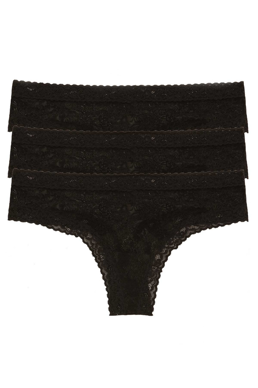 Weekday Cat 3-pack rib thong in black