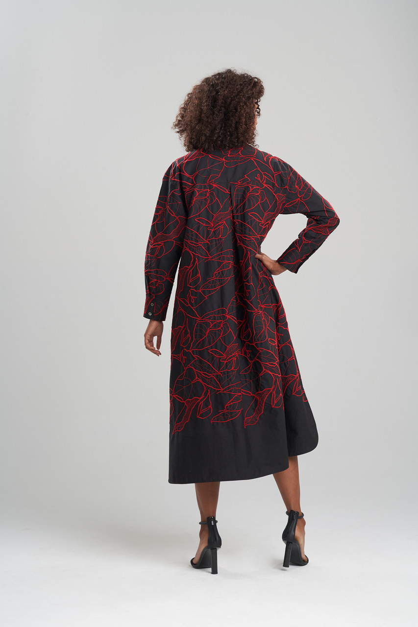 Buy Hana Cotton Poplin Embroidered Dress Online | Natori