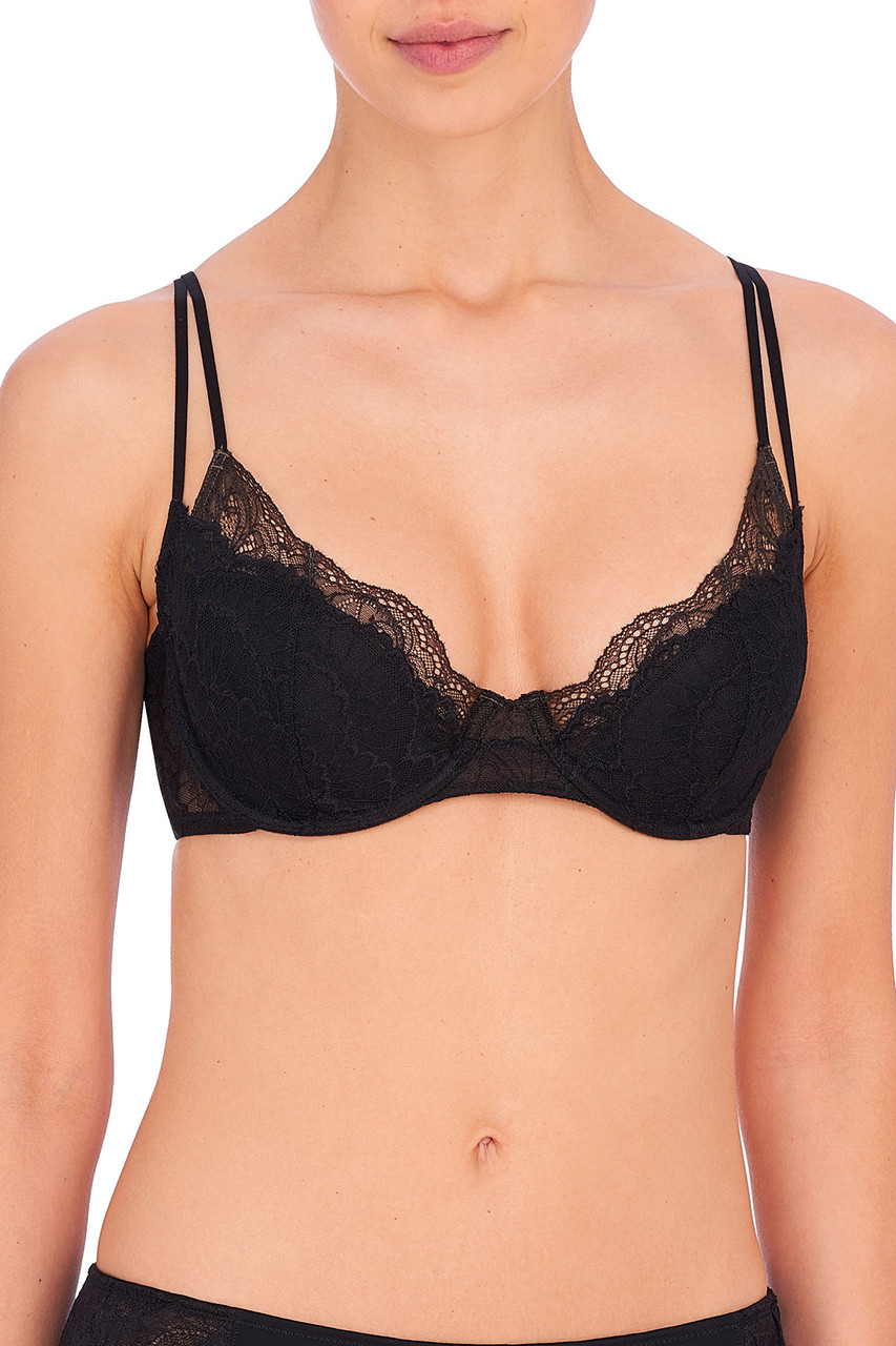 Double D Cup Wireless Ultra-Thin Lace Jacquard Gather Bra –