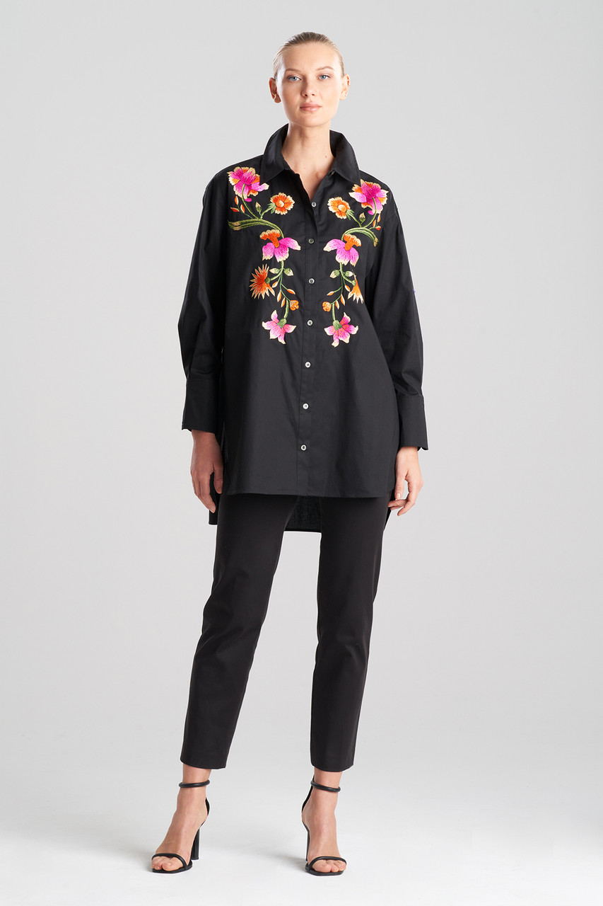 Chikayo Cotton Poplin Oversized Embroidered Shirt