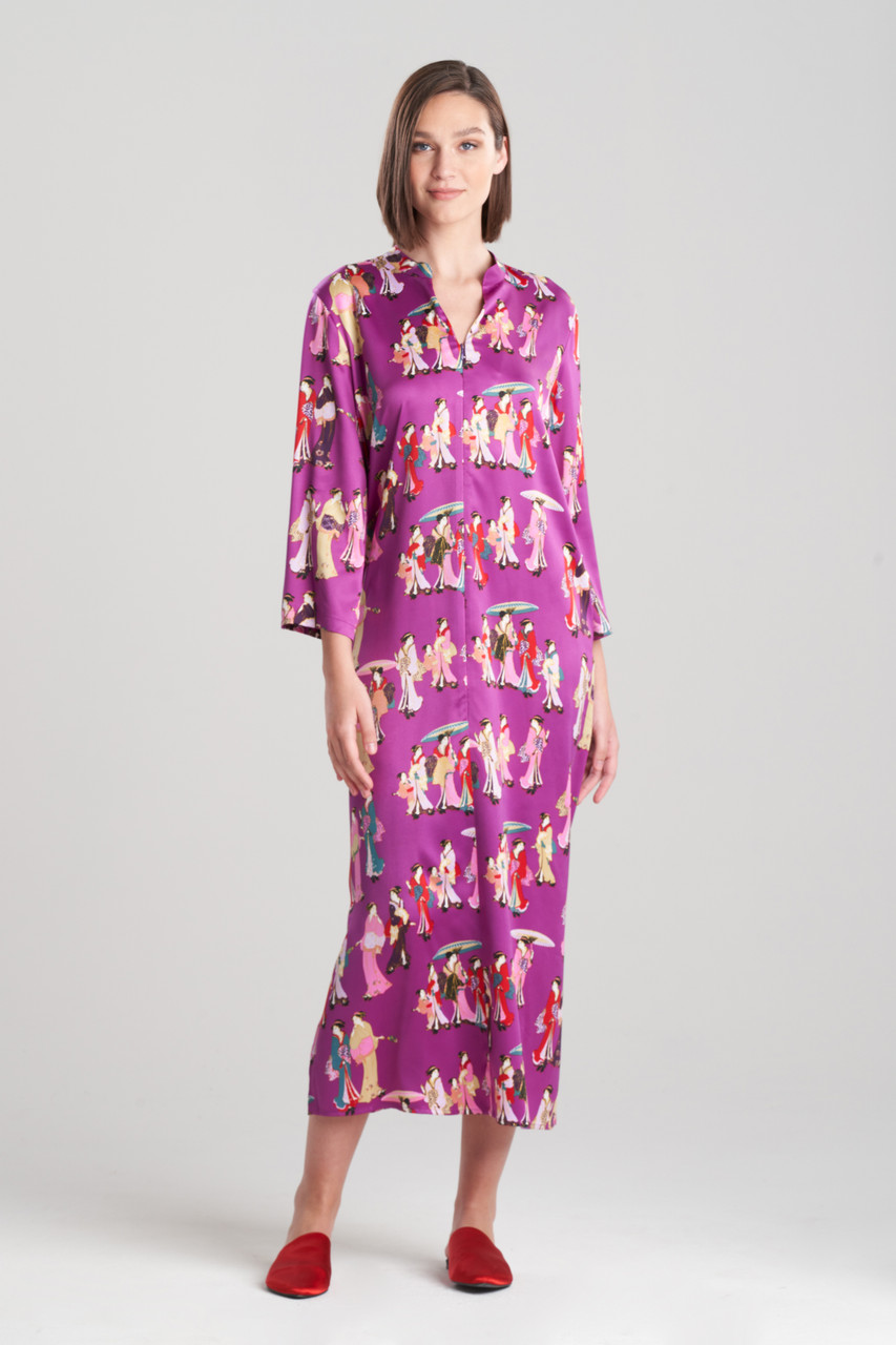 Buy Geisha-Printed Satin Caftan and Caftans - Shop Natori Online