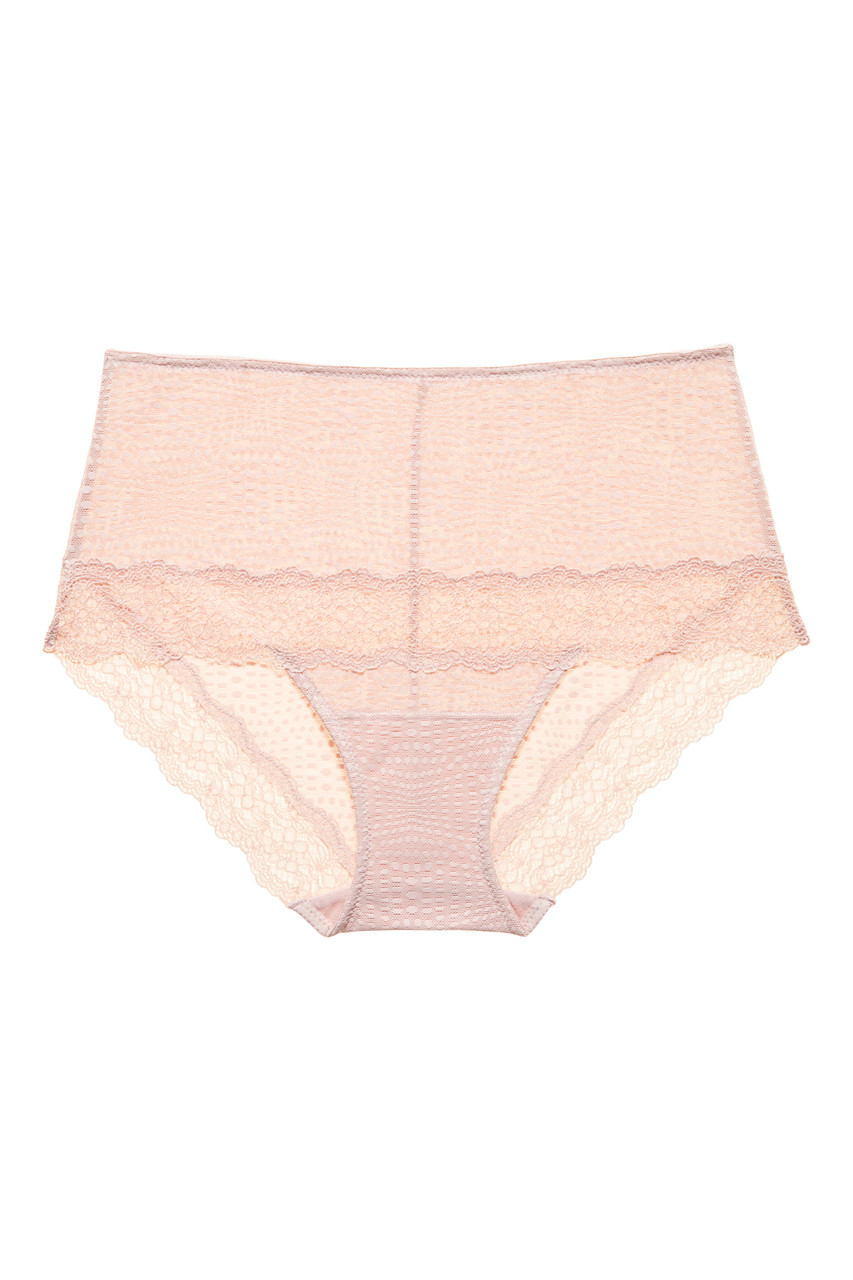 Pinky-beige high-waisted lace briefs - LA MANUFACTURE