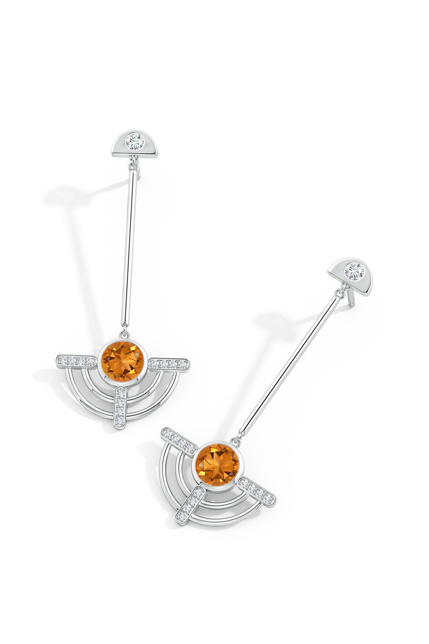 Round Honey Citrine Drop Earrings in 18K Gold with Diamonds (0.66ctw) |  IPPOLITA