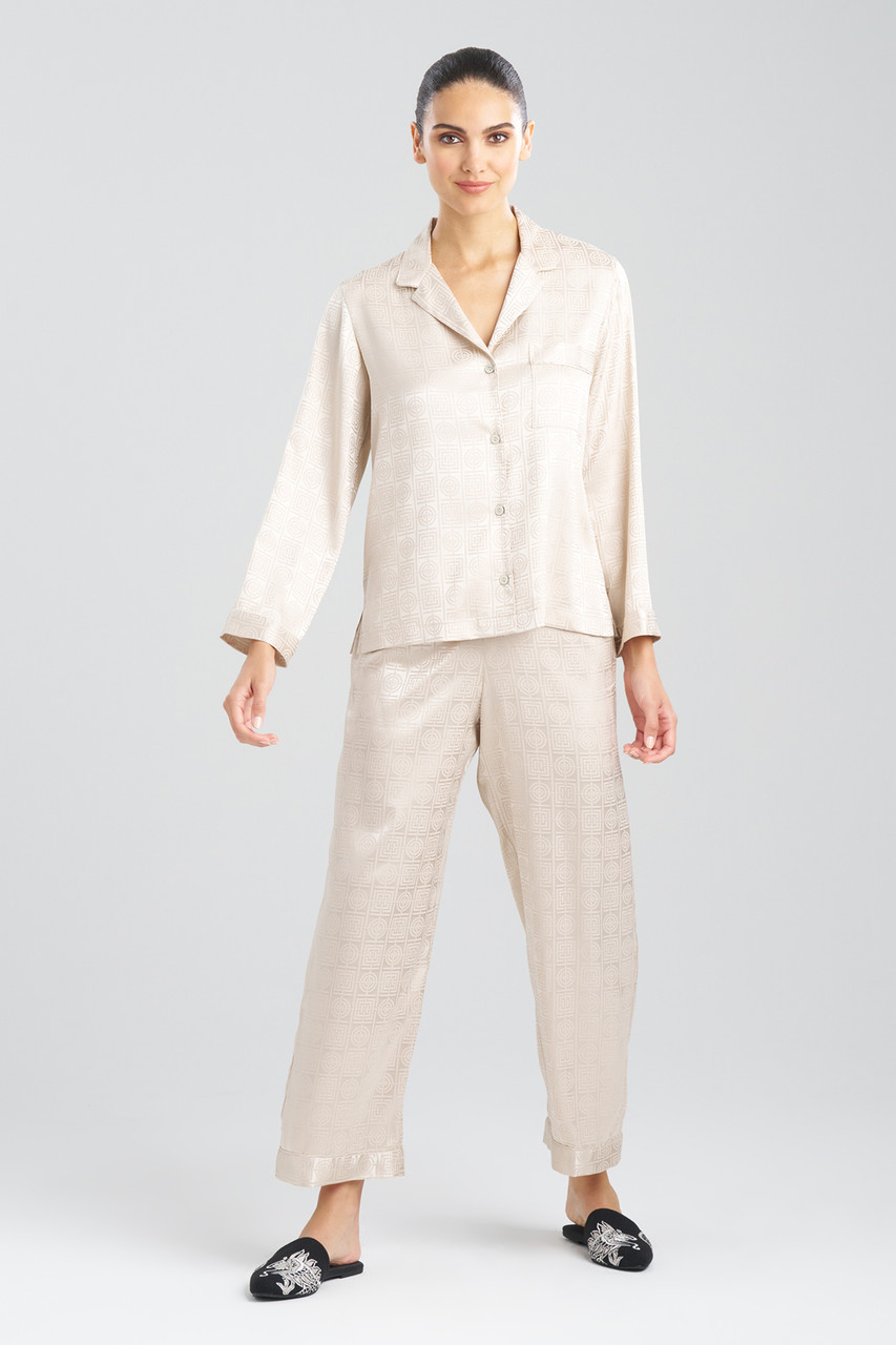  Silk Satin Pajamas for Women, Jacquard Button Down