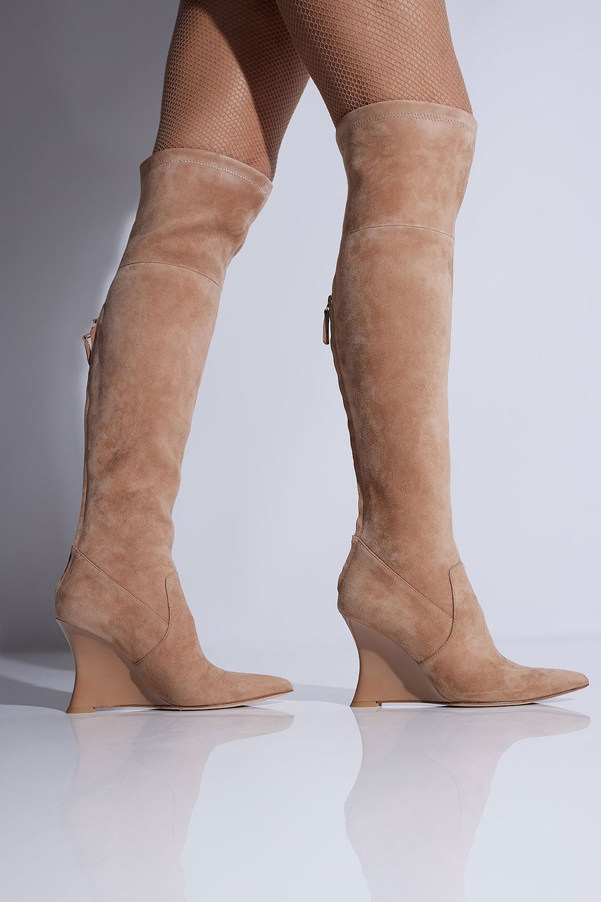 Wedge high shop knee boots