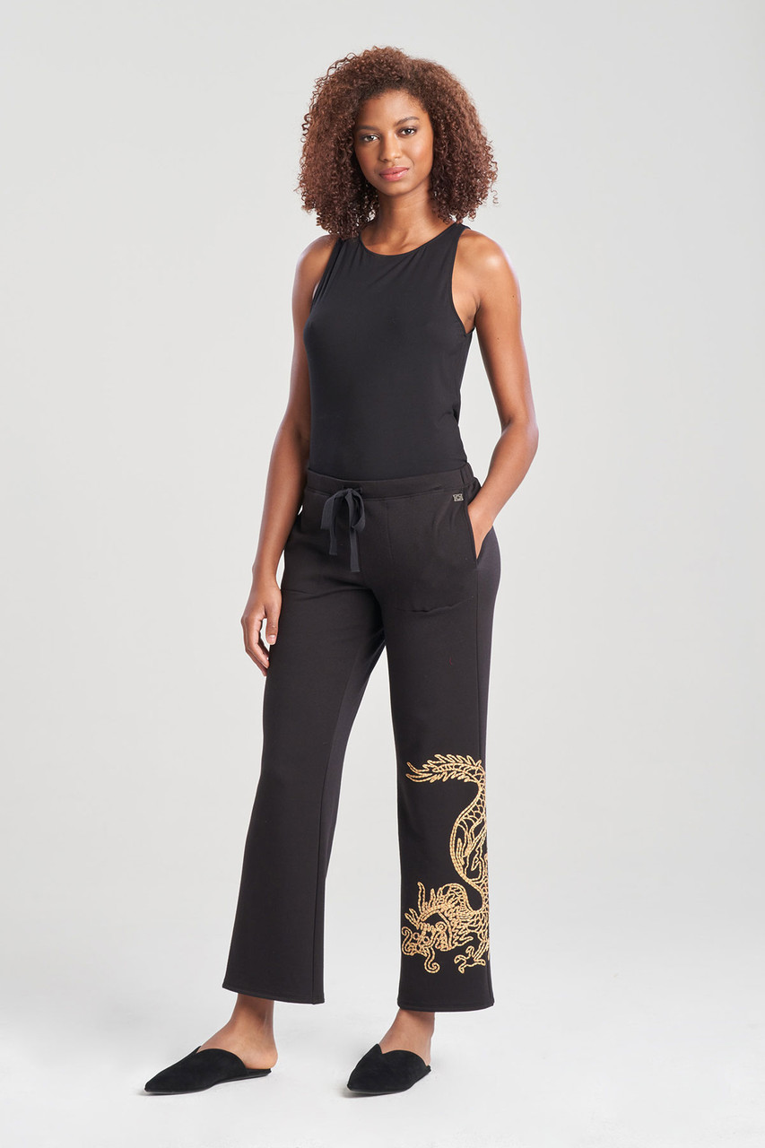 Cocoon Embroidered Dragon Straight Leg Pants