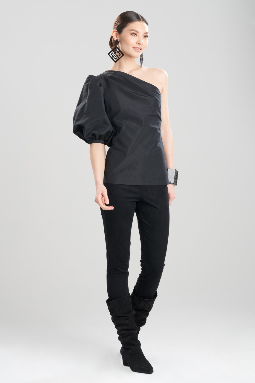 Taffeta One Shoulder Balloon Sleeve Top