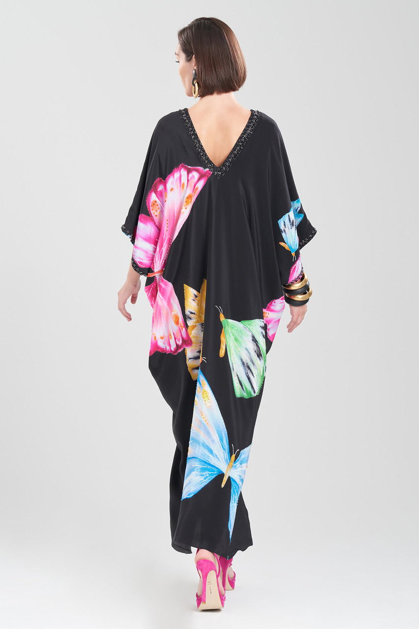 Couture Kyoko Butterfly Embellished Silk Caftan - Natori