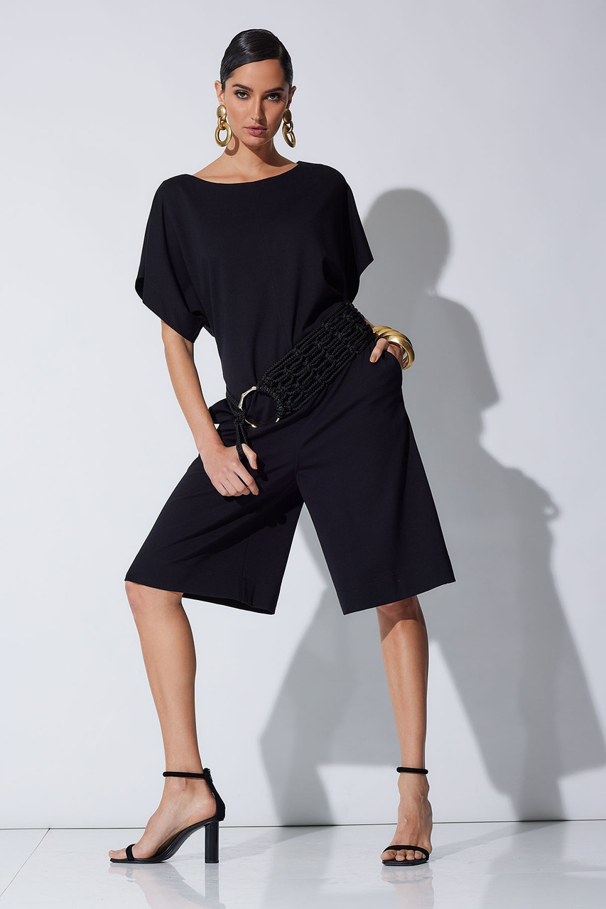 Black Exclusive Kimono Knot Top Culotte Jumpsuit | SilkFred US