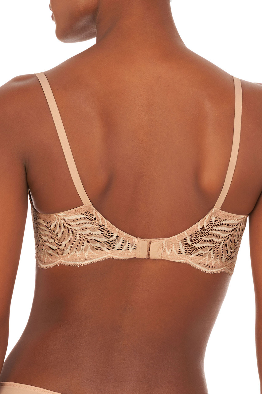 Beige invisible contour demi-cup bra with removable straps - NUAGE