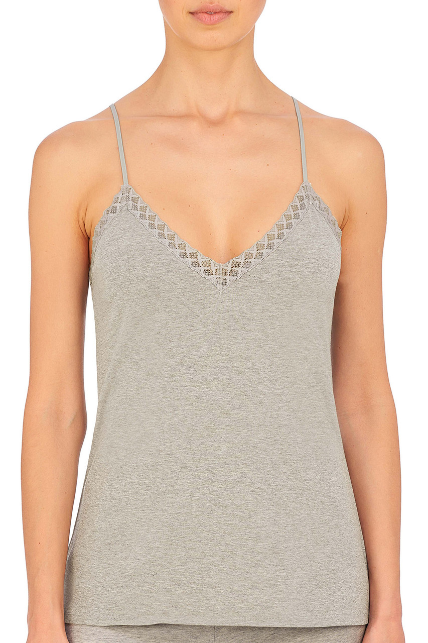 Grey Lace Trim Cotton Cami And Sleeves, Tops